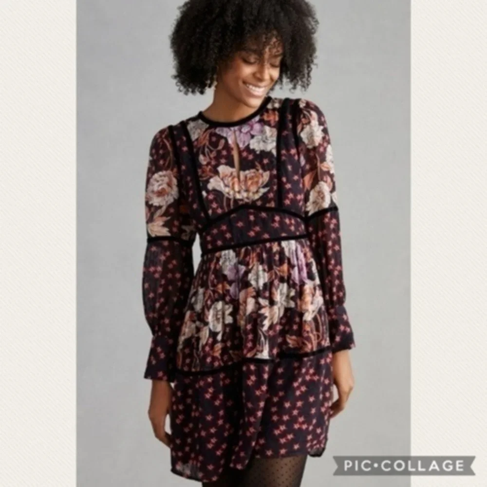 NWT Temperley London x Anthro Mixed-Print Tiered Mini Dress (Price Firm) - Picture 2 of 15